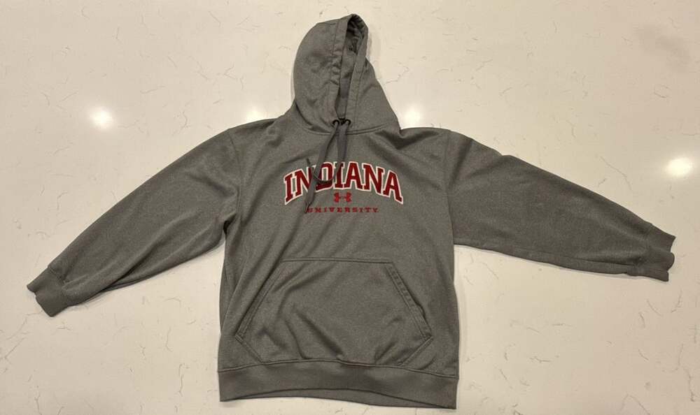 J America Indiana University Football Hoosiers Grey Hoodie Sweatshirt